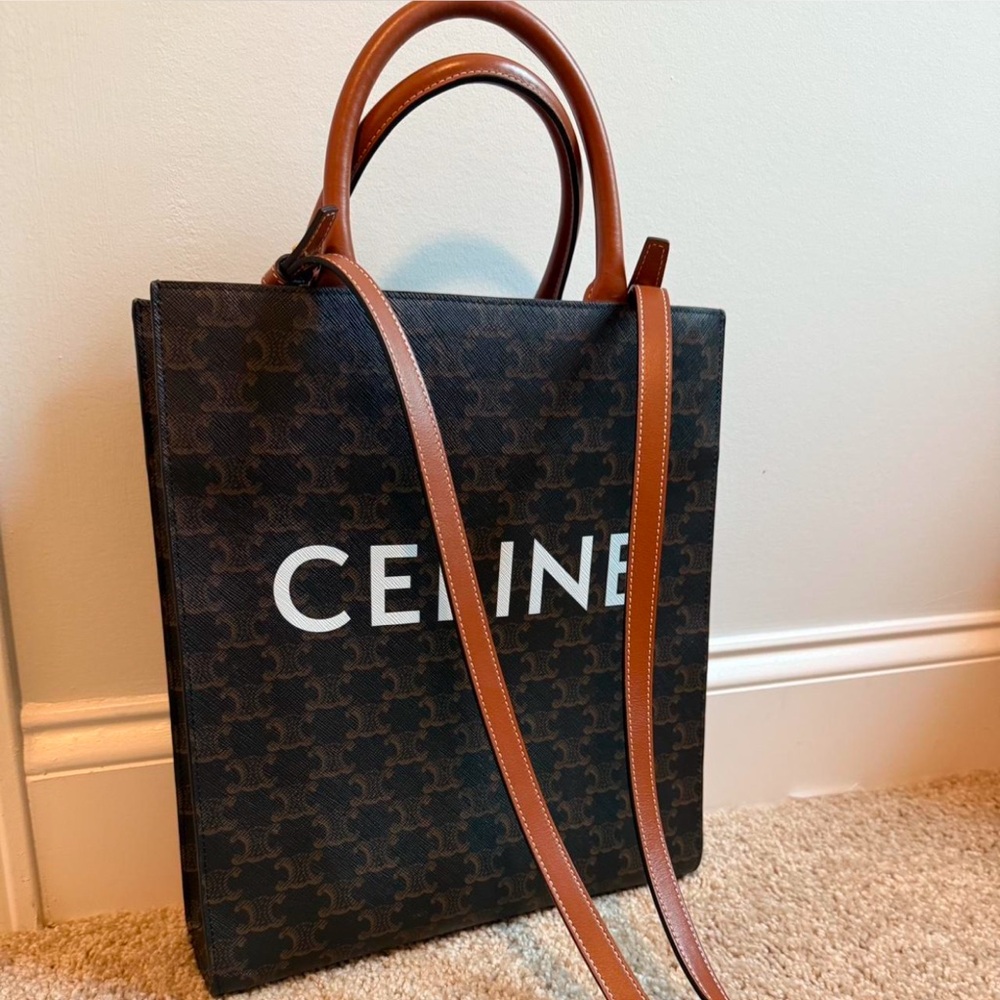 Celine Black and Tan Monogram Tote | medium